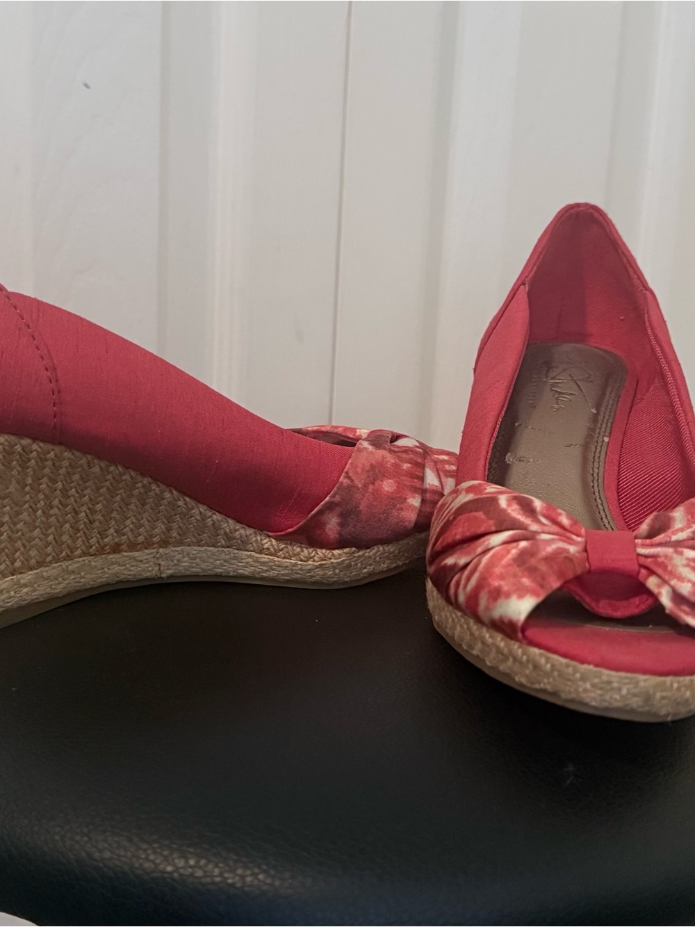 Life Stride Red Knot-Front Espadrille Wedge